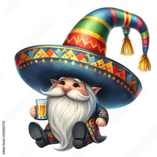 Cinco De Mayo Gnome Watercolor Fiesta Clipart isolated on transparent background