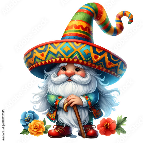 Cinco De Mayo Gnome Watercolor Fiesta Clipart isolated on transparent background