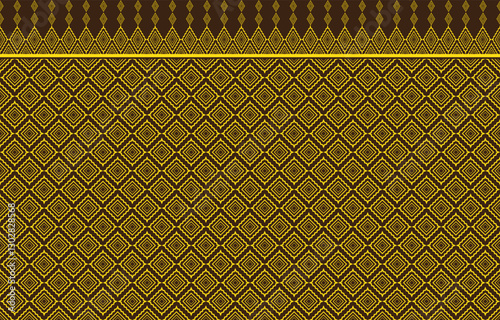 Ikat geometric folklore ornament with diamonds. Tribal ethnic vector texture. Seamless striped pattern in Aztec style. Folk embroidery. Indian, Scandinavian, Gypsy, Mexican, African rug.
