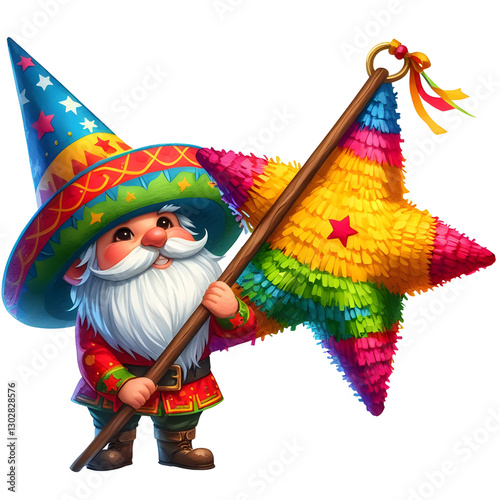 Cinco De Mayo Gnome Watercolor Fiesta Clipart isolated on transparent background