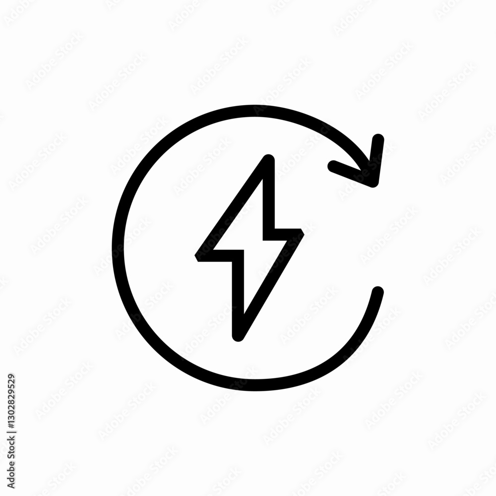 Electricity power cycle icon vector sign Electricity power cycle icon vector sign