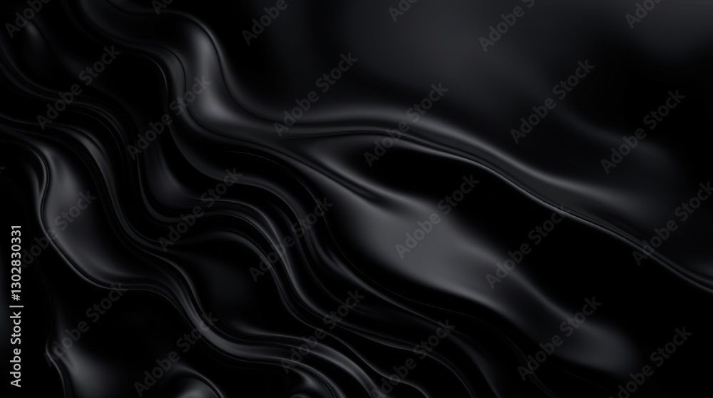 Obraz premium Black silk fabric texture background for luxury product presentations, fashion websites, elegant marketing materials, and high-end brand content