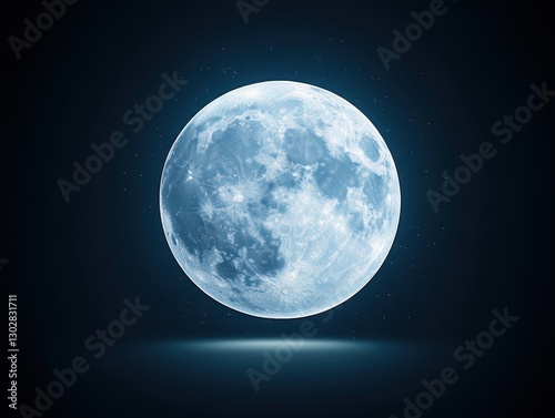 Full moon glowing in a dark sky with subtle light effects and stars