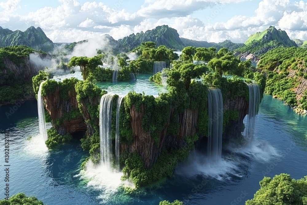 Naklejka premium Crystal Clear Rivers and Eco-Powered Skylines