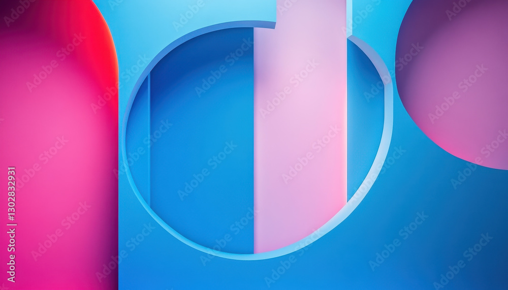 Fototapeta premium Abstract Geometric Composition with Pink Blue and Red Shapes