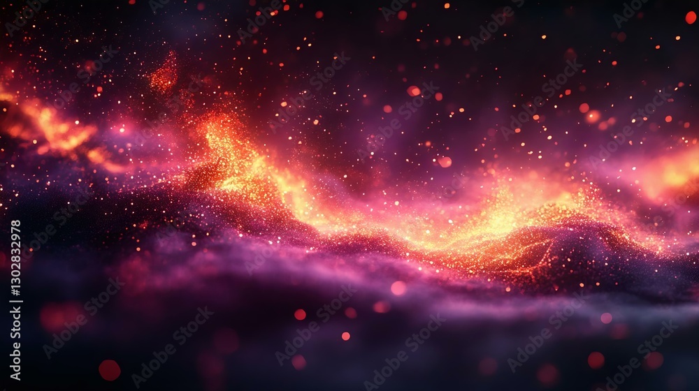 Obraz premium Abstract cosmic background featuring a vibrant blend of colors and shimmering light particles that evoke a sense of deep space exploration.
