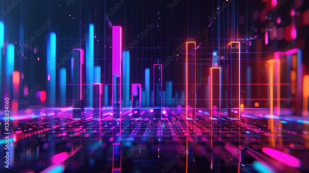 Futuristic Data Visualization with Neon Lights and Graphs Futuristic Data Visualization with Neon Lights and Graphs