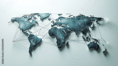 Visual representation of international business through a unique map design.