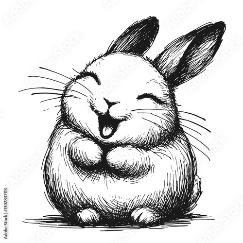 Rabbit laugh line art drawing ink sketch vector hand drawn illustration background when animals lol uncovering nature’s sense of humor