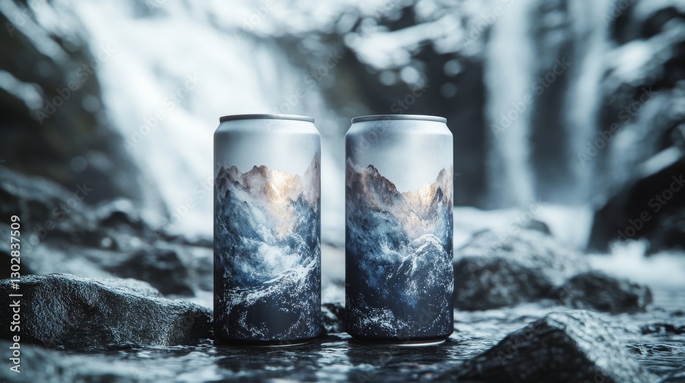 With a design as refreshing as the water within, these ultra-luxurious cans pair minimalist style with bold waterfall imagery--one reflecting the calm clarity of still water With a design as refreshing as the water within, these ultra-luxurious cans pair minimalist style with bold waterfall imagery--one reflecting the calm clarity of still water