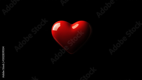 Red Heart on Black: A Minimalist Symbol of Emotion and Simplicity