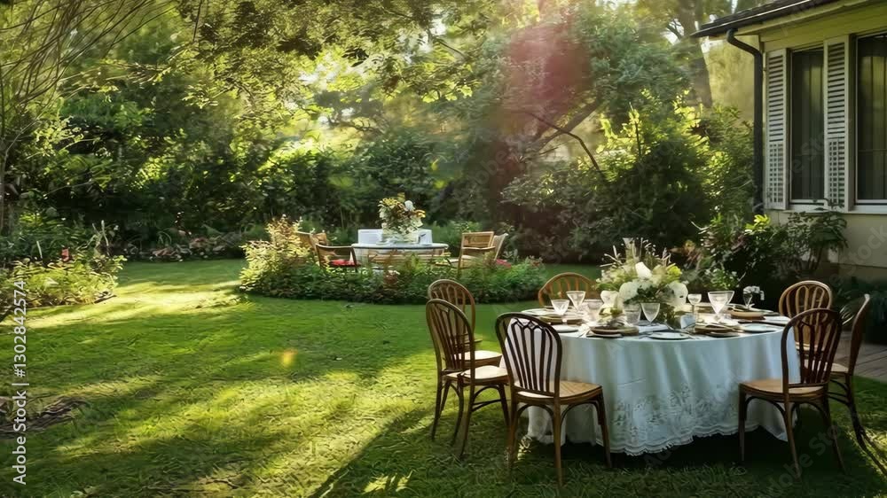 whimsical garden wedding table in the backyard whimsical garden wedding table in the backyard