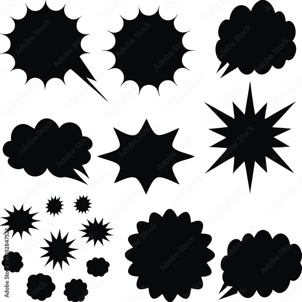 set of black and white stars set of black and white stars
