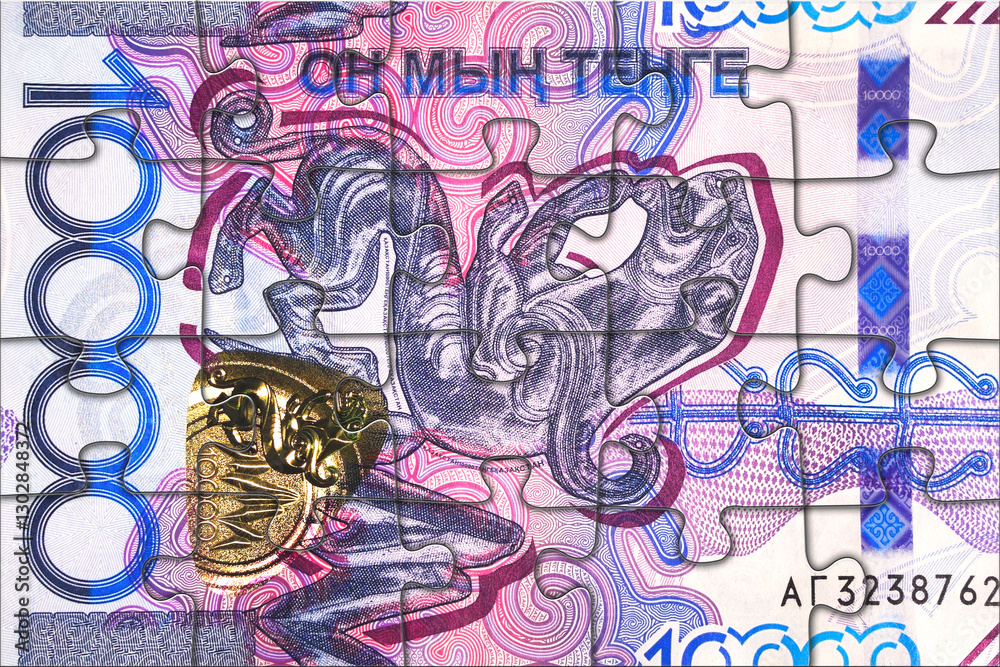 Puzzle of the Kazakhstani banknote with a face value of 10,000 tenge Puzzle of the Kazakhstani banknote with a face value of 10,000 tenge