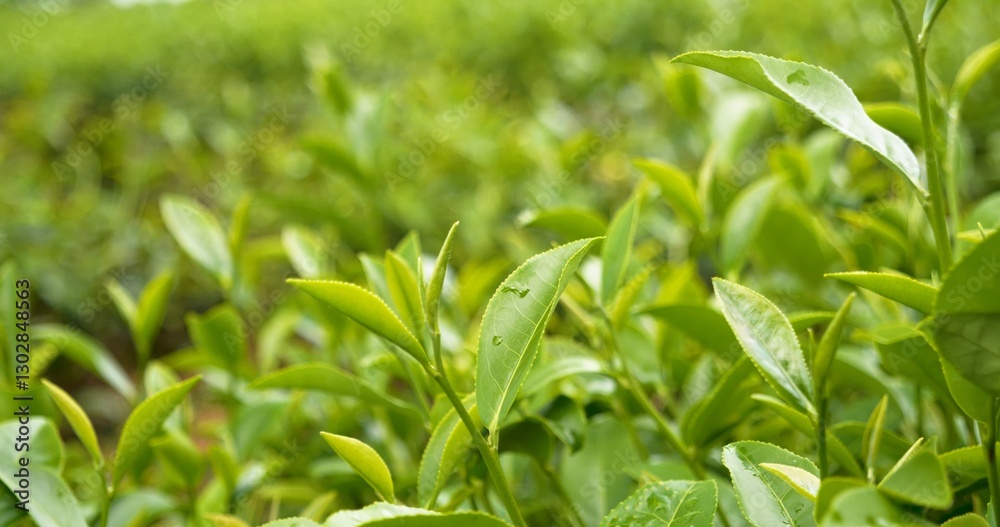 Green tea tree leaves field young tender bud herbal Green tea tree in camellia sinensis organic farm. Close up Fresh Tree tea plantations mountain green nature in herbal farm plant background morning Green tea tree leaves field young tender bud herbal Green tea tree in camellia sinensis organic farm. Close up Fresh Tree tea plantations mountain green nature in herbal farm plant background morning