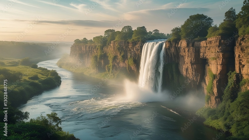 Fototapeta premium Majestic Waterfalls and Serene River Landscapes 
