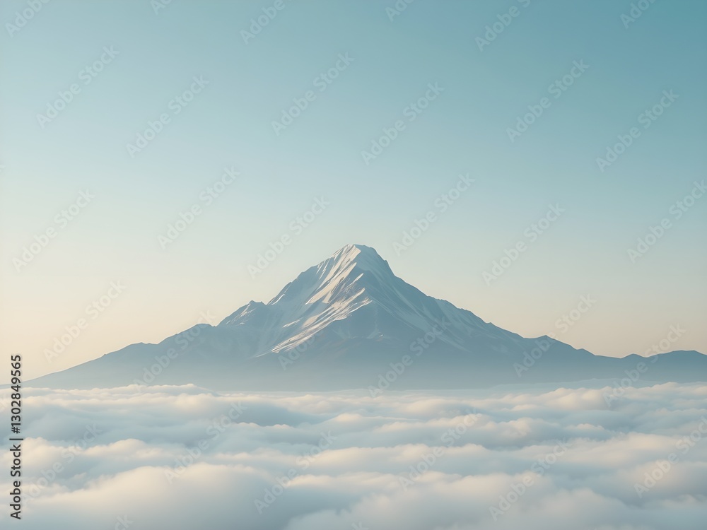 Naklejka premium Majestic Mountain Peaks in Misty Layers: A Symbol of Strong Brand Positioning and Endurance