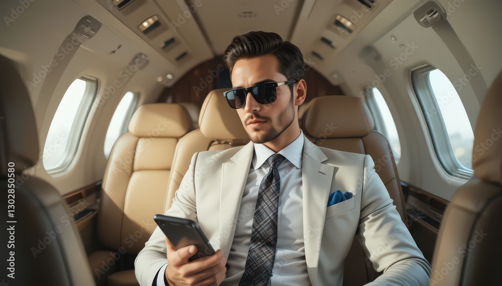 Elegant Man on Private Jet Elegant Man on Private Jet