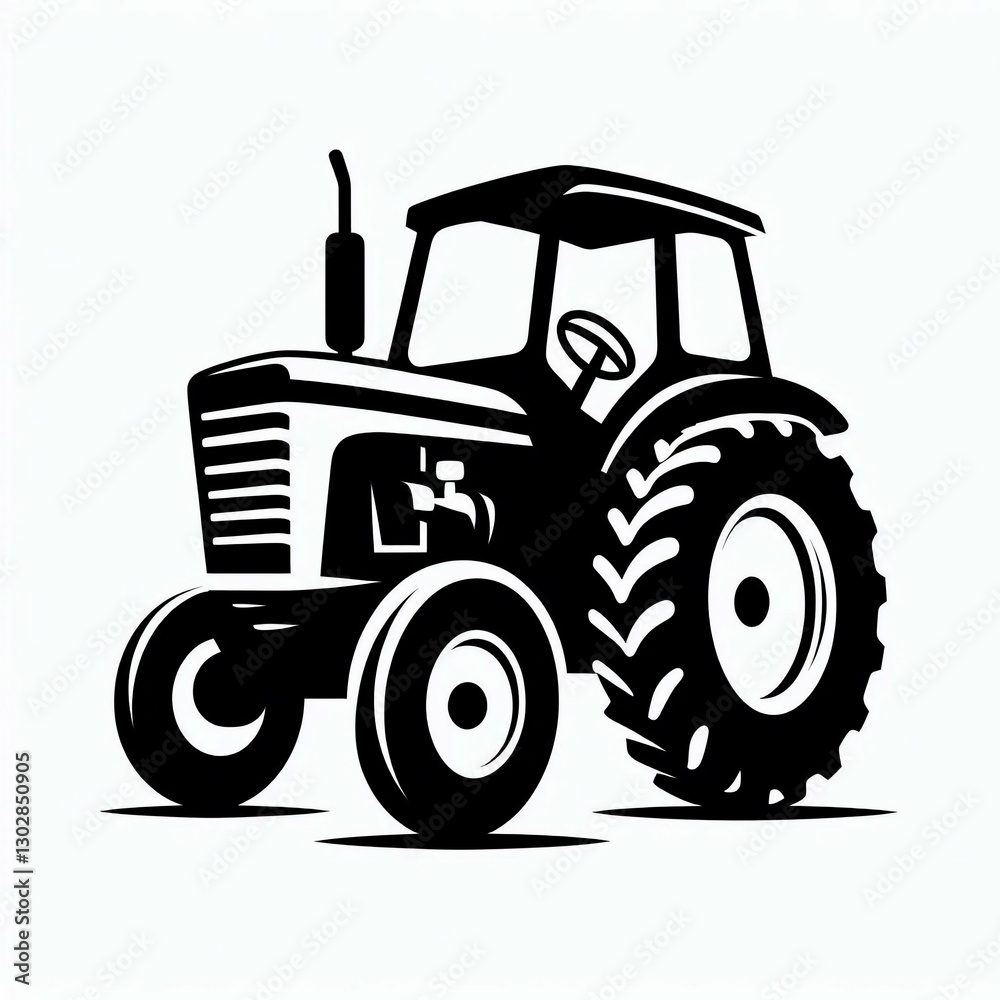 Obraz premium Classic Tractor Black White Vector Art