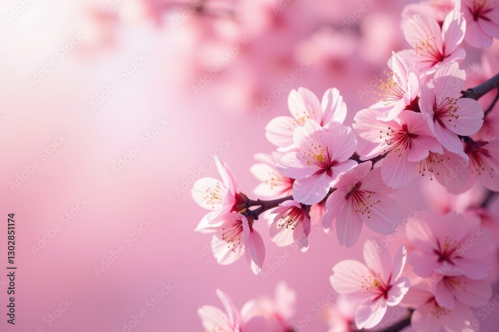 Abundant cherry blossoms showering light pink sky, japanese, cherry blossoms Abundant cherry blossoms showering light pink sky, japanese, cherry blossoms