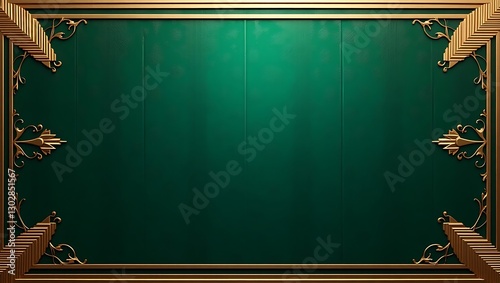 Elegant Green and Gold Ornate Frame Background