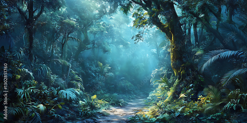 Lush Tropical Rainforest Adorned with Vibrant Flowers Lush Tropical Rainforest Adorned with Vibrant Flowers