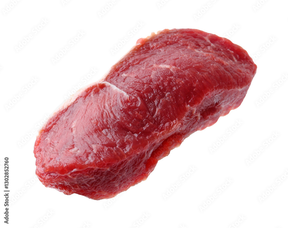 Piece of raw beef meat isolated on white Piece of raw beef meat isolated on white