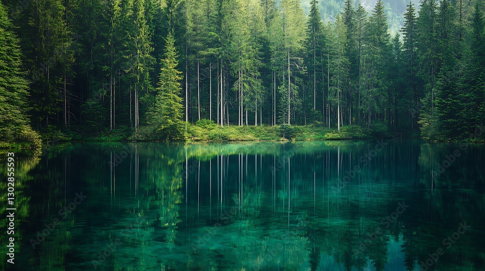 Tranquil reflection of natural lush greenery by the organic lake scenic landscape serene environment captivating viewpoint Tranquil reflection of natural lush greenery by the organic lake scenic landscape serene environment captivating viewpoint