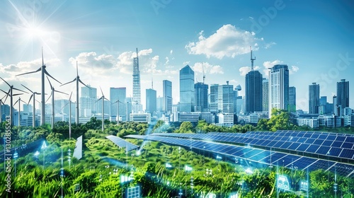 Sustainable Urban Energy Landscape with Wind Turbines and Solar Panels
