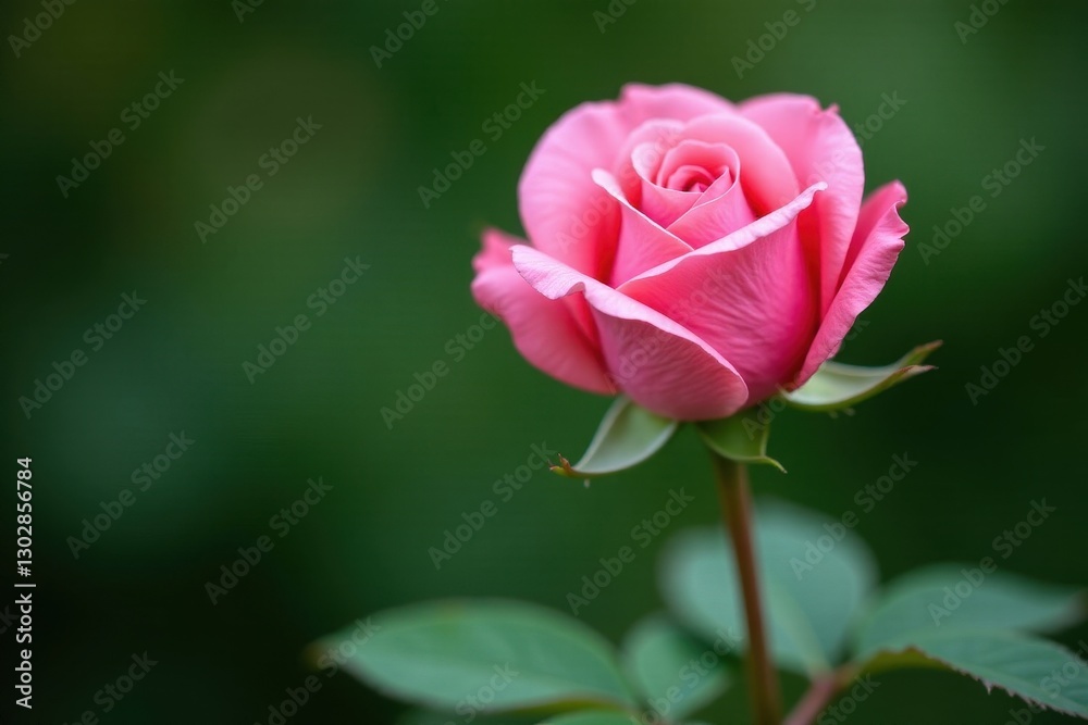 Faded pink rosebud, nearing full bloom, on rose bush, rosebud, pink, leaf Faded pink rosebud, nearing full bloom, on rose bush, rosebud, pink, leaf