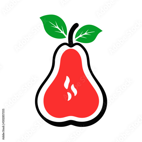 Stylized pear illustration with seeds in modern design