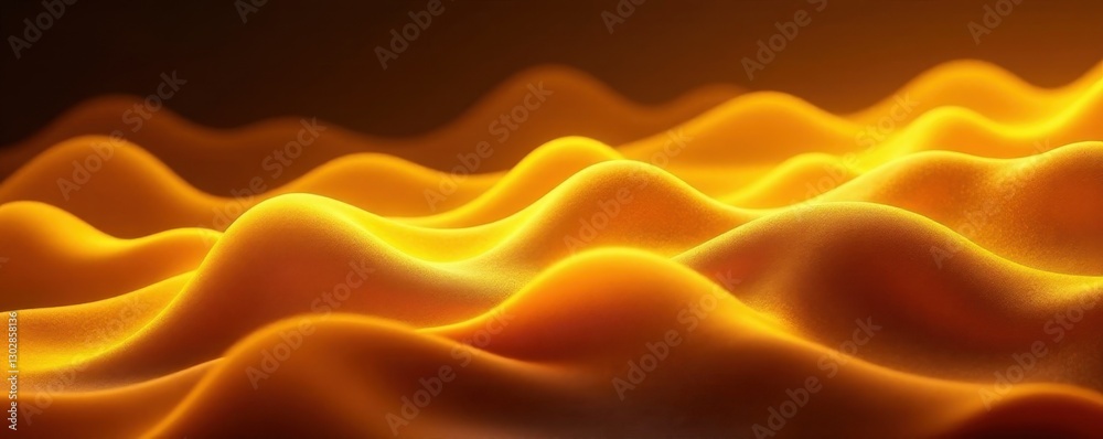 Obraz premium Golden yellow undulating forms, glowing abstract , motion, golden yellow, yellow