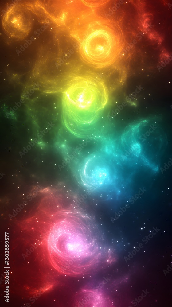 Naklejka premium Colorful Cosmic Nebula Swirling in Space