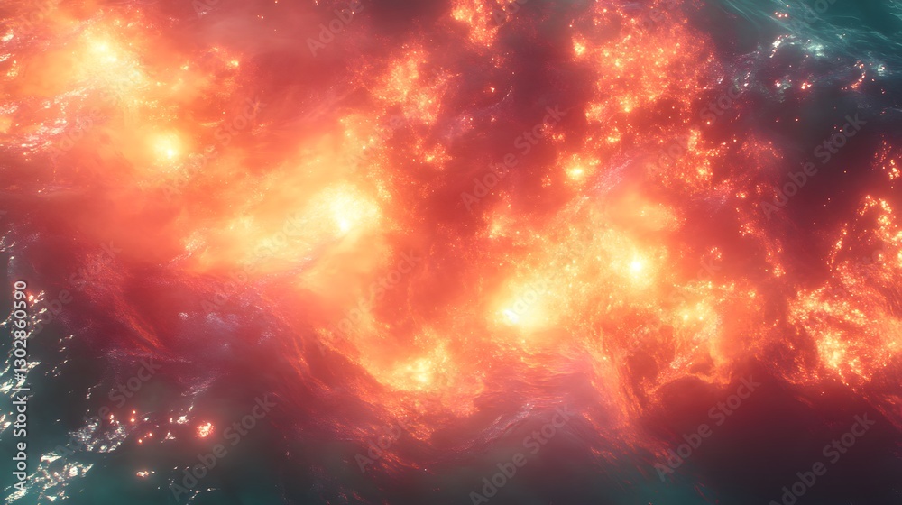 Fototapeta premium Fiery Nebula in Deep Space