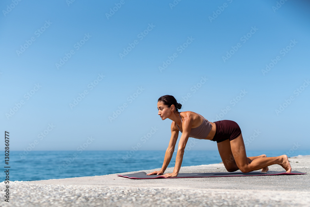 Fototapeta premium Morning Workout Routine by the Sea