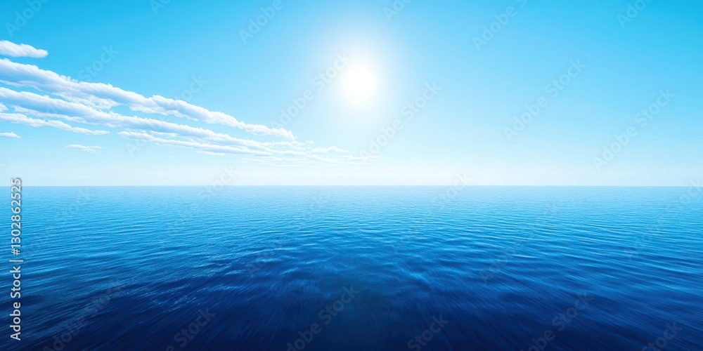 Obraz premium Large body of water with a bright sun in the sky