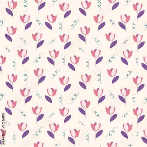 Seamless  pattern with tulips