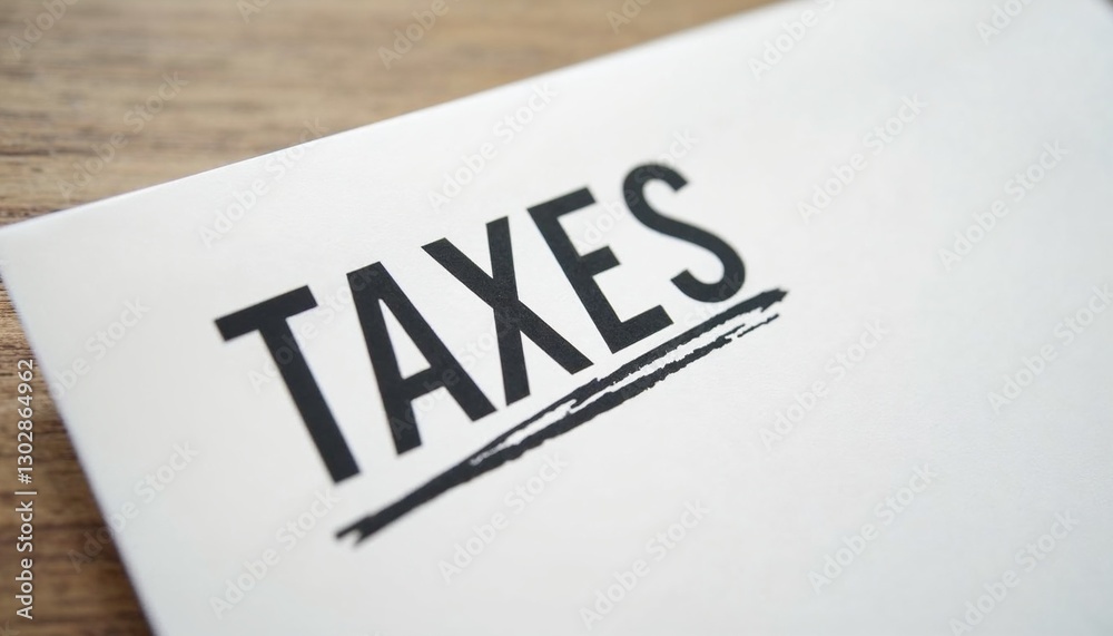 Taxes document on wooden desk Taxes document on wooden desk