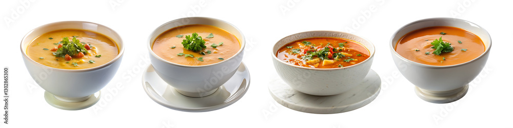 Vibrant Strobe Photography Bowl of Soup Illuminated on Counter Surface on a isolated transparent background Vibrant Strobe Photography Bowl of Soup Illuminated on Counter Surface on a isolated transparent background