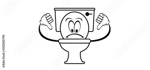 Cartoon wc, toilet mascot. Restroom or bathroom for man and woman. World toilet day. Please keep toilet clean. Toilets seat with happy face. Toilet cleaning glyph icon. WC clean icon or pictogram.