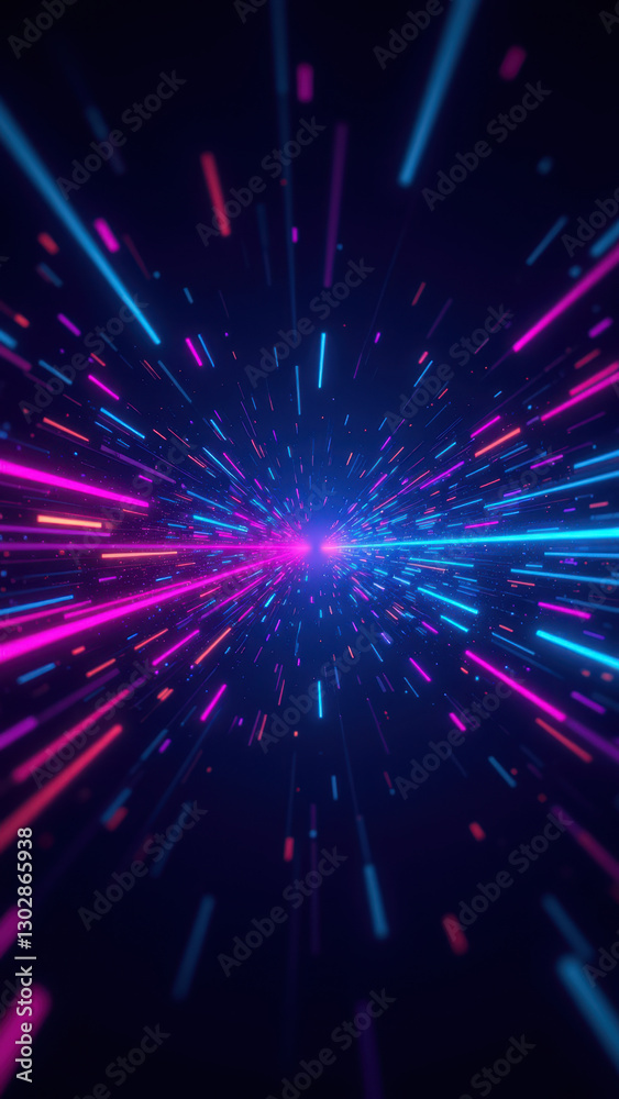 Naklejka premium Dynamic abstract digital technology background with neon colors emphasizing cyber cloud theme.