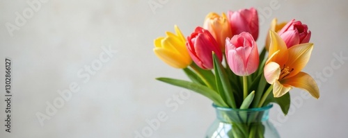 Wallpaper Mural Vibrant tulips, roses, lilies in a glass vase, tulips, spring, background Torontodigital.ca