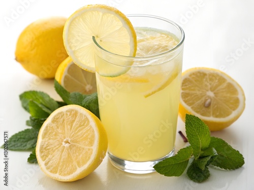Refreshing Lemonade with Mint and Lemon Slices photo