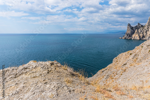 Views from the Golitsyn Trail - a mountain trail carved on the slope of Mount Koba-Kaya, located along the coastline southwest of the village of Novy Svet, Crimea, Russia