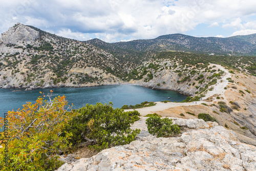 Views from the Golitsyn Trail - a mountain trail carved on the slope of Mount Koba-Kaya, located along the coastline southwest of the village of Novy Svet, Crimea, Russia