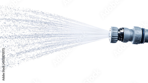 High pressure water jet spraying from nozzle.