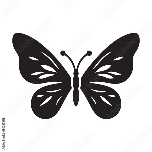 butterfly silhouette vector illustration, flying on white background