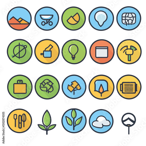 Vector Icon Set Featuring Ecology, Environment, and Sustainability Themes