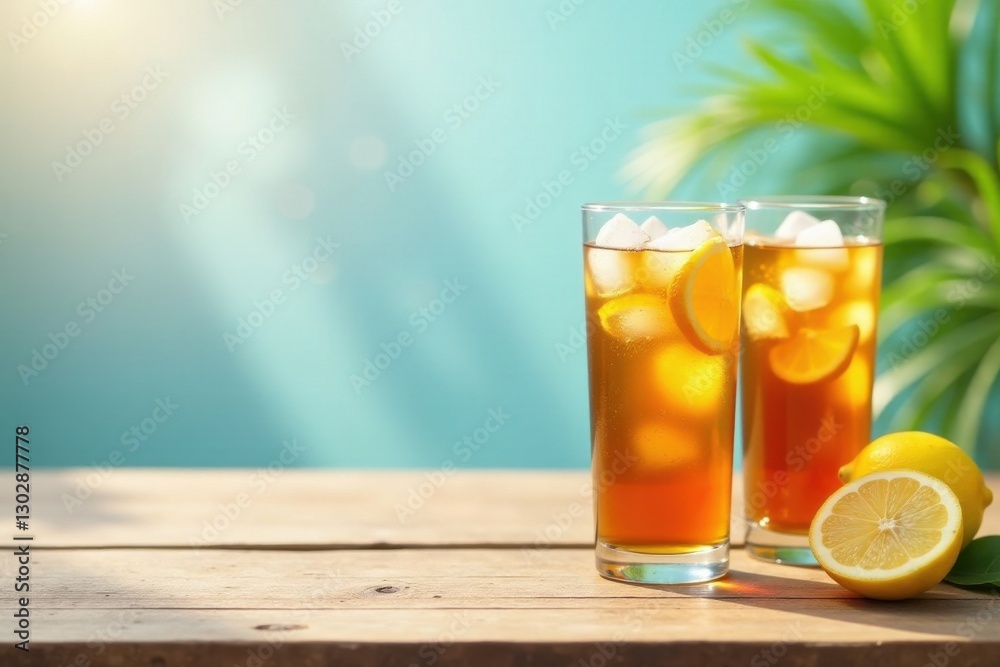 Refreshing Iced Tea with Lemon Slices on a Sunny Day, Perfect for a Relaxing Summer Afternoon Refreshing Iced Tea with Lemon Slices on a Sunny Day, Perfect for a Relaxing Summer Afternoon