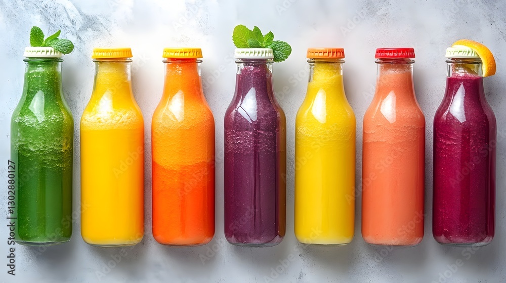 Colorful Smoothies in Bottles Colorful Smoothies in Bottles